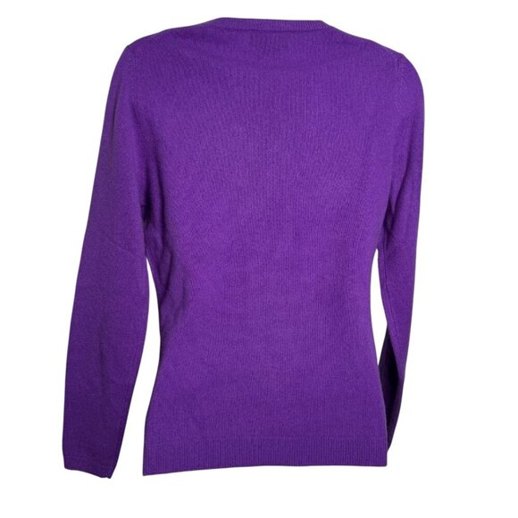 C by Bloomingdale's 100% Cashmere V-neck Sweater Women's Medium orchid purple - Picture 2 of 7